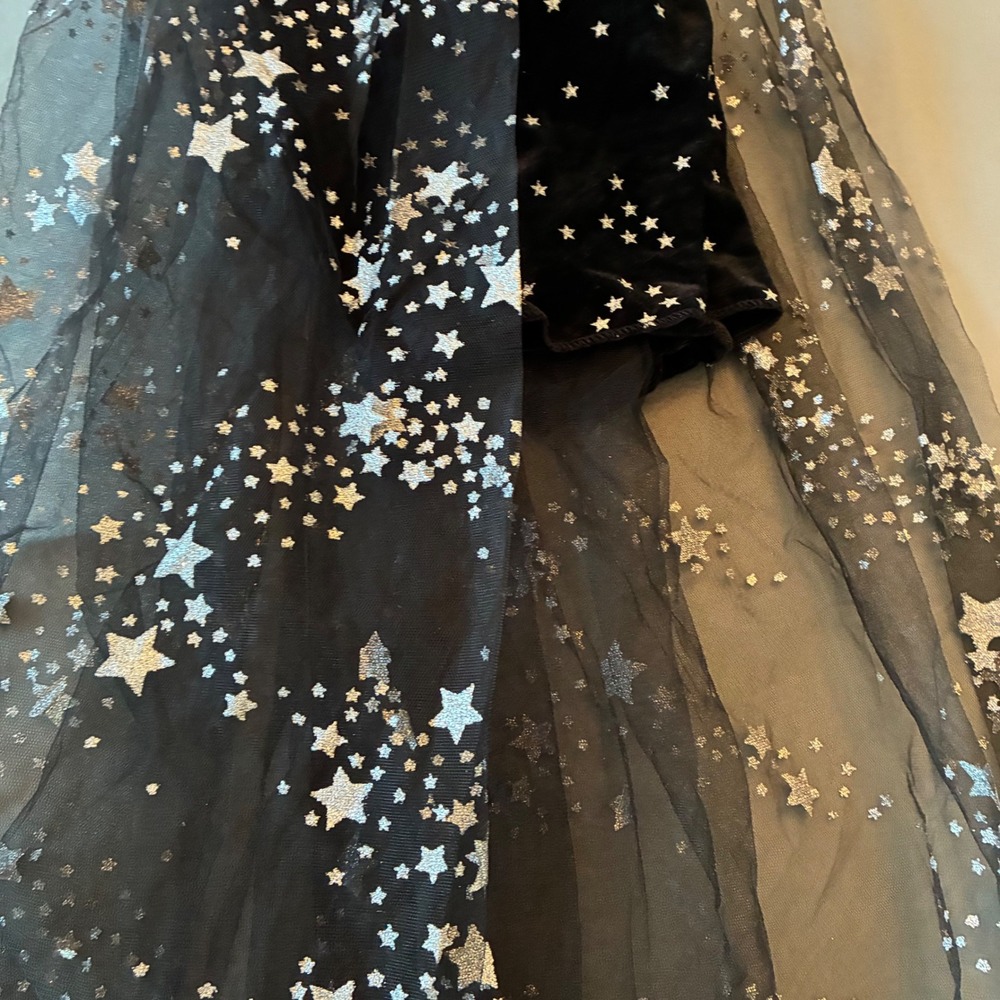 Way to Celebrate Celestial Witch Costume Girls Large 10/12 Black Silver Star 4pc - Picture 3 of 9